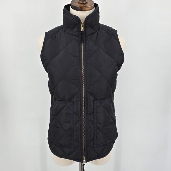 J. Crew Factory Down Puffer Vest Women's XXS Black Quilted - Picture 2 of 9